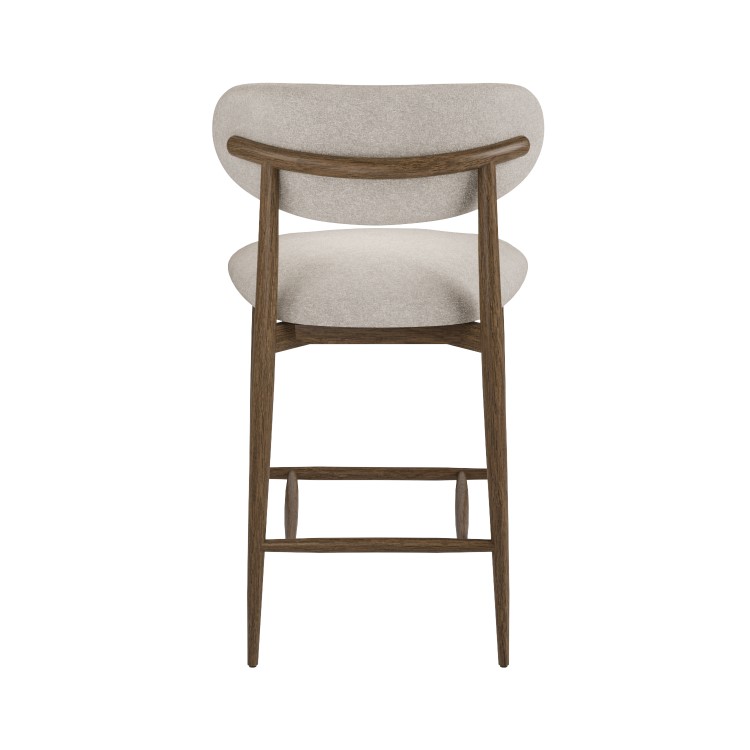 Walnut and Beige Upholstered Curved Kitchen Stool with Open Back - Kori