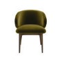 Set of 4 Walnut and Olive Green Velvet Curved Dining Chairs with Solid Wood Exposed Back - Kori