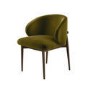 Set of 4 Walnut and Olive Green Velvet Curved Dining Chairs with Solid Wood Exposed Back - Kori