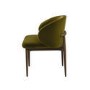 Set of 4 Walnut and Olive Green Velvet Curved Dining Chairs with Solid Wood Exposed Back - Kori