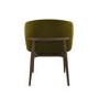 Set of 4 Walnut and Olive Green Velvet Curved Dining Chairs with Solid Wood Exposed Back - Kori
