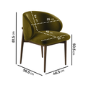 Set of 6 Walnut and Olive Green Velvet Curved Dining Chairs with Solid Wood Exposed Back - Kori