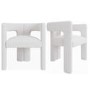 Set of 2 White Boucle Upholstered Curved Tub Dining Chairs - Kirra
