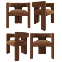 Set of 4 Burnt Orange Luxury Upholstered Curved Tub Dining Chairs - Kirra