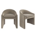 BUN/KSY001/91137 Set of 2 Upholstered Mink Velvet Curved Tub Dining Chairs - Kelsey