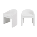 BUN/KSY002/93484 Set of 2 Upholstered White Boucle Curved Tub Dining Chairs - Kelsey