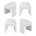 BUN/KSY002/93485 Set of 4 Upholstered White Boucle Curved Tub Dining Chairs - Kelsey