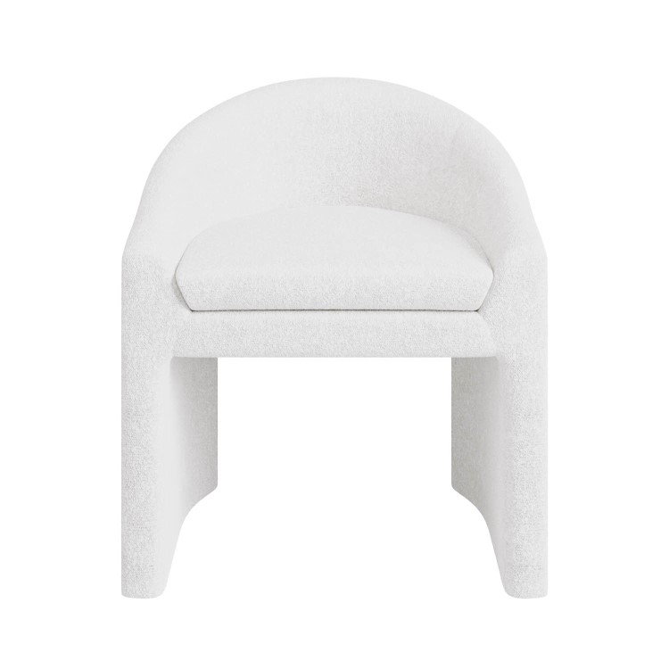 Upholstered White Boucle Curved Tub Dining Chair - Kelsey