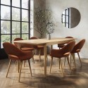 BUN/LAA001/93227 Large Rectangular Oak Extendable Dining Table Set with 6 Burnt Orange Upholstered Chairs - Seats 6 - Leena