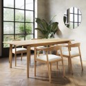 BUN/LAA001/93248 Rectangular Oak Extendable Dining Table Set with 4 Brass Detail Oak Chairs - Seats 4 - Leena