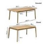 Rectangular Oak Extendable Dining Table Set with 4 Brass Detail Oak Chairs - Seats 4 - Leena