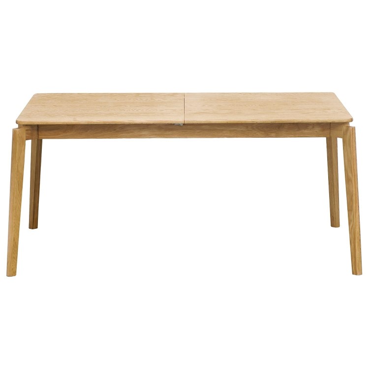 Rectangular Oak Extendable Dining Table Set with 4 Brass Detail Oak Chairs - Seats 4 - Leena