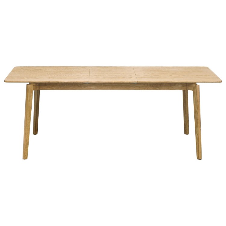 Rectangular Oak Extendable Dining Table Set with 4 Brass Detail Oak Chairs - Seats 4 - Leena