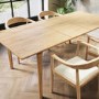 Rectangular Oak Extendable Dining Table Set with 4 Brass Detail Oak Chairs - Seats 4 - Leena
