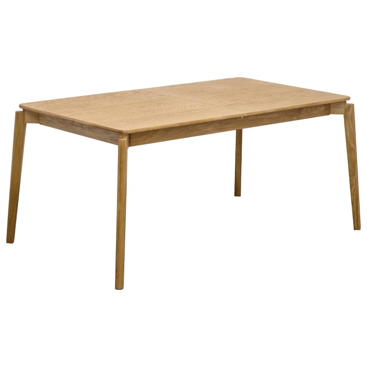 Rectangular Oak Extendable Dining Table Set with 4 Brass Detail Oak Chairs - Seats 4 - Leena