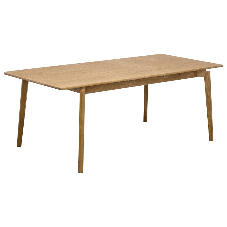Rectangular Oak Extendable Dining Table Set with 4 Brass Detail Oak Chairs - Seats 4 - Leena
