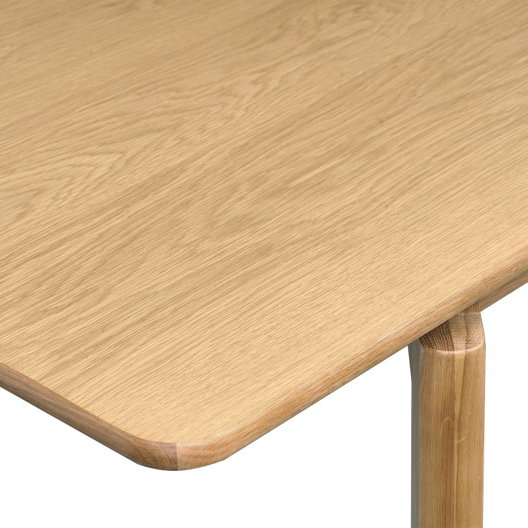 Rectangular Oak Extendable Dining Table Set with 4 Brass Detail Oak Chairs - Seats 4 - Leena