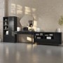 Matt Black Office Desk with Tall Storage Unit and Sideboard Set - Larsen