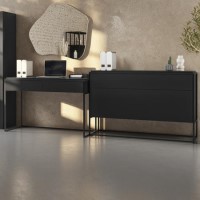 Matt Black Office Desk and Storage Cabinet Set - Larsen Matt Black Office Desk and Storage Cabinet Set - Larsen