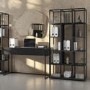 Matt Black Office Desk and Tall Metal Bookcase Set - Larsen