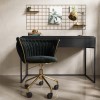Matt Black Computer Desk with Drawer &amp; Black Velvet Knotted Office Chair Set  - Larsen - Verity