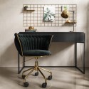 BUN/LAR005/85200 Matt Black Computer Desk with Drawer & Black Velvet Knotted Office Chair Set  - Larsen - Verity