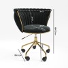 Matt Black Computer Desk with Drawer &amp; Black Velvet Knotted Office Chair Set  - Larsen - Verity