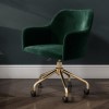 Black Wood &amp; Green Velvet Office Desk and Chair Set - Larsen