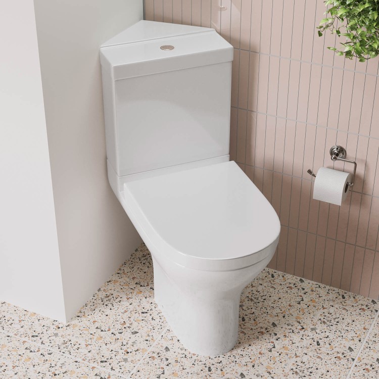 Grade A1 - Close Coupled Corner Toilet with Soft Close Seat & Cover - Laurell
