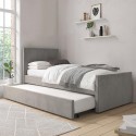 LAY001A Single Guest Bed with Trundle in Grey Velvet - Layla
