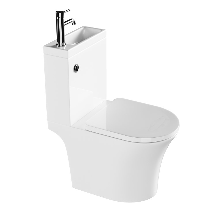 ONLY OPENED - Close Coupled Open Back Toilet with Sink on Top & Chrome Fittings Cloakroom Suite - Legend