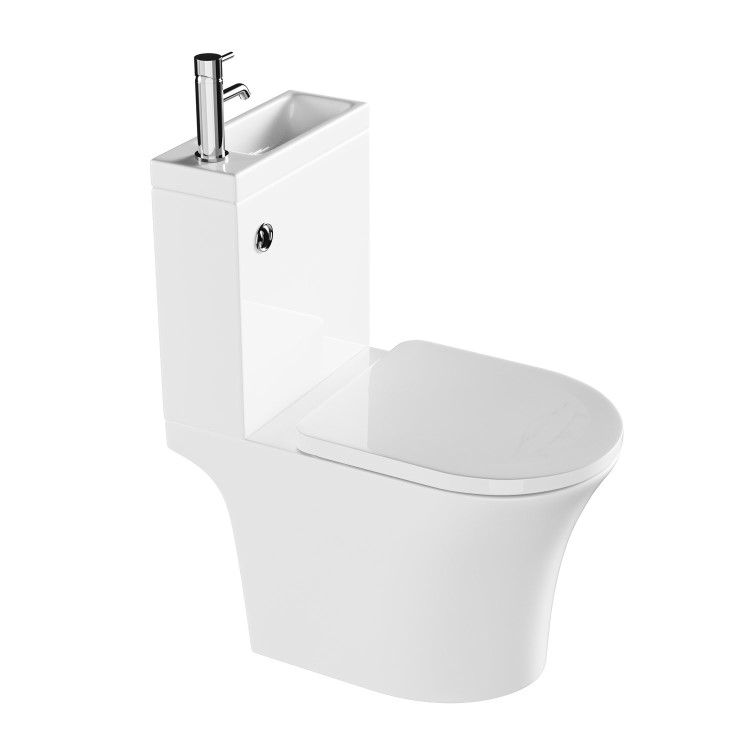 Close Coupled Open Back Toilet with Sink on Top & Chrome Fittings - Legend