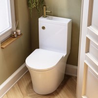 ONLY OPENED - Close Coupled Open Back Toilet with Sink on Top & Brass Fittings - Legend