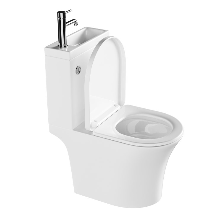 ONLY OPENED - Close Coupled Open Back Toilet with Sink on Top & Chrome Fittings Cloakroom Suite - Legend