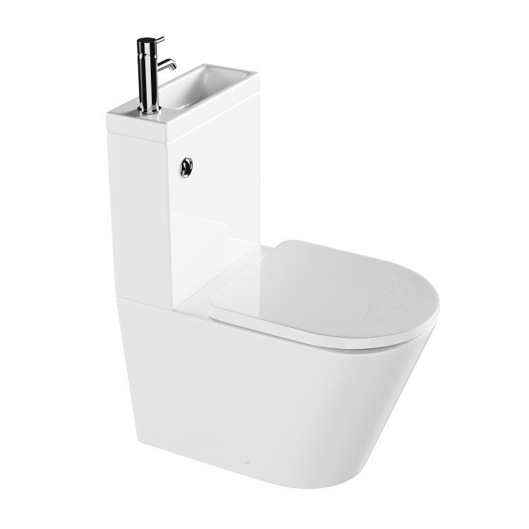 ALMOST PERFECT - Close Coupled Closed Back Toilet with Sink on Top & Chrome Fittings - Legend