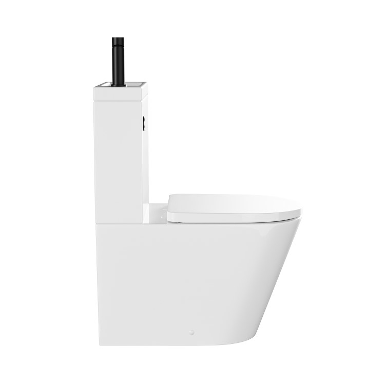 ONLY OPENED - Close Coupled Closed Back Toilet with Sink on Top & Black Fittings - Legend