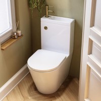 ONLY OPENED - Close Coupled Closed Back Toilet with Sink on Top & Brass Fittings - Legend