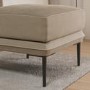3 Seater Sofa with Footstool Set in Beige Velvet - Lenny