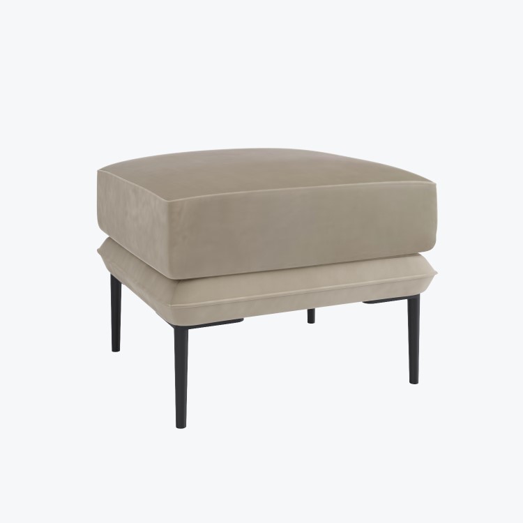 Small Beige Velvet Footstool - Lenny