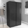 Dark Grey High Gloss 2 Door Double Wardrobe with Curved Edges - Lexi