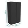 Dark Grey High Gloss 2 Door Double Wardrobe with Curved Edges - Lexi
