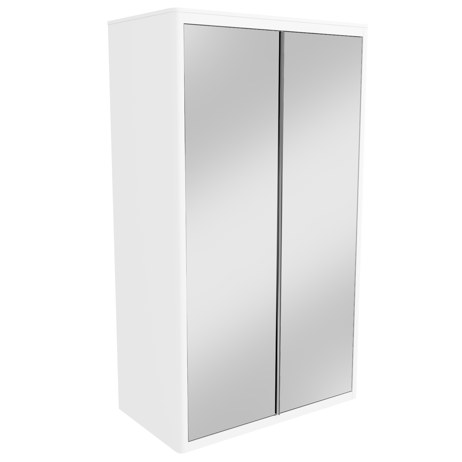 GRADE A1 Lexi White High Gloss Double Wardrobe With Mirrored Doors