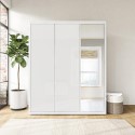 BUN/LEX014/85777 White Gloss 3 Door Wardrobe with Mirror and Soft Close Doors - Lexi