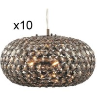 Bundle of 10 Grey Glass Pendant Light - Oval - Merle
