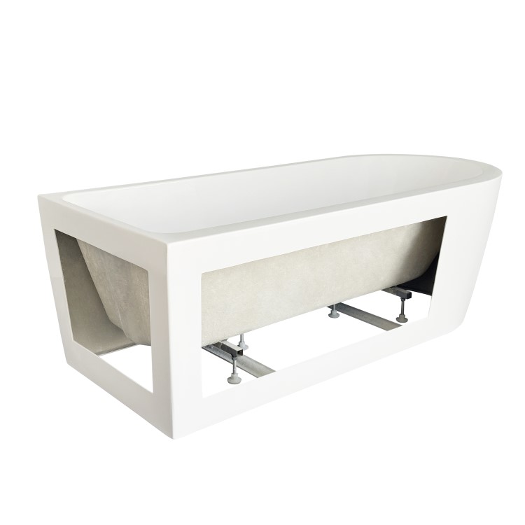 Freestanding Shower Bath Single Ended Right Hand Corner with Brass Bath Screen 1650 x 740mm - Lisbon