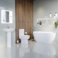 ALMOST PERFECT - Modern Freestanding 1800mm Bath Suite with Toilet & Basin - Lisbon