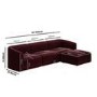 Large Burgundy Velvet Curved Modular 4 Seater Chaise Corner Sofa - Laine