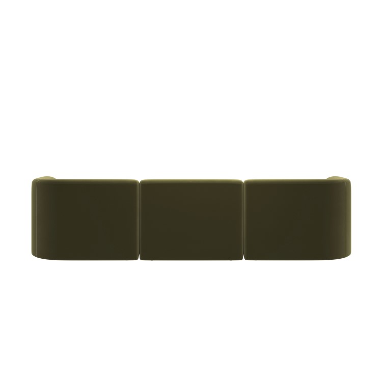 Large Olive Green Velvet 4-Seater U-Shape Modular Chaise Sofa - Laine
