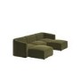 Large Olive Green Velvet 4-Seater U-Shape Modular Chaise Sofa - Laine