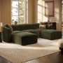 Large Olive Green Velvet 4-Seater U-Shape Modular Chaise Sofa - Laine